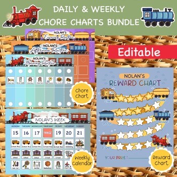 Editable Morning, Evening Routine Chore Chart Daily Visual Schedule Reward Chart