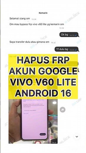 VIVO V60 LITE Reset / Hapus Kunci Akun Google Andoid 16