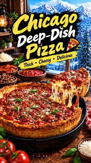 🍕 Chicago Deep-Dish Pizza | Thick, Cheesy & Delicious #americanfood #food #recipe #chicagopizza #bmw