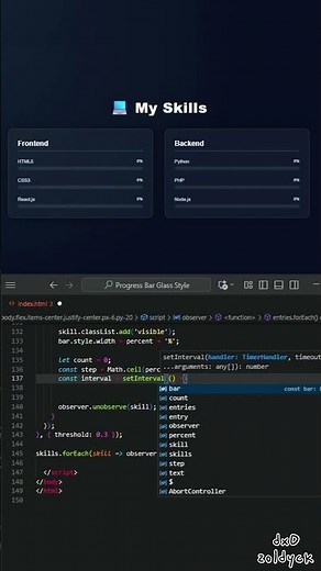 Progress Bar Glass Style Html & Css #webdevelopment #coding
