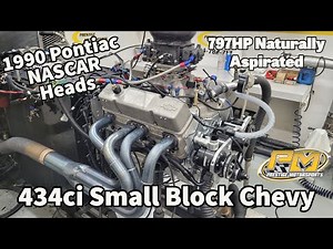 1990 Pontiac NASCAR Heads on 434ci Small Block Chevy Setup for BIG NITROUS Dyno Testing at Prestige