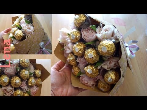 Tulpen Süßigkeiten Strauß basteln Geschenk Idee - Tulip Candy Bouquet - DIY Ferrero Rocher Bouquet