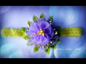 Flower Kanzashi Master Class hand made DIY Tutorial Канзаши МК Повязка на голову