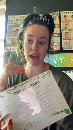 I did a chore chart for myself to help my adhd and get a cleaning schedule and it's worked wonderfully so far. So I hope a kids chore chart will help my kiddos as well! #sahm #stayathomemom #momlife #homesteading #homestead #homeschool #homeschooling | The Hot Mess Homestead