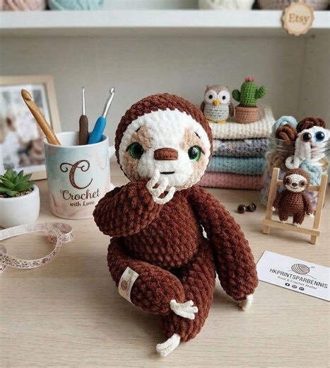 Crochet Sloth Pattern | Velvet Plush Amigurumi Toy (PDF Download) - Etsy