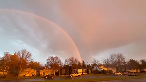 🌈 🌅 😱 **INSANE SKIES** 😱 🌅 🌈 The sky this evening over Brandon, Manitoba is simply incredible!! There’s a rainbow to the East and an amazing orange sunset burning to the West! 😍 #MBwx #bdnmb #Manitoba #Weather #Sunset #Amazing #Nature #fblifestyle #Incredible -Justin. 🤓 | The Weather Centre of Manitoba