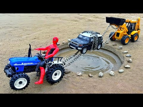 New Toyota Car Accident Pulling Out Spiderman Tractor Jcb 3dx | Jcb Cartoon | Mini Tractor Cartoon