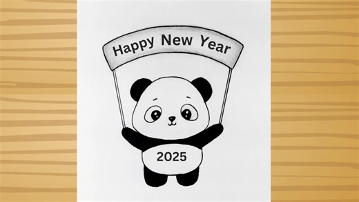 Happy New Year 2025 Easy Drawing Tutorial