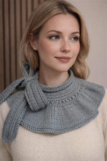 Knitted Ruffled Scarf Collar Pattern PDF | Step-by-step Tutorial | Kids and Adults Sizes | English, Russian - Etsy