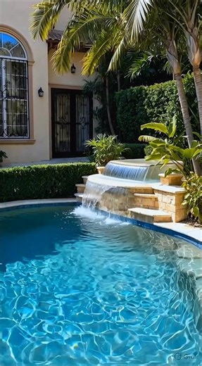 Dream Luxury Pool Villa 🏝️ | Stunning Backyard Waterfall Swimming Pool Design 2026 💦4K #shorts#viral