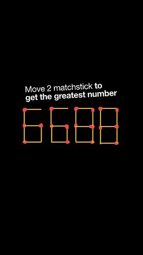 106K views · 292 reactions | Math riddle: move 2 matchstick to make the greatest number #mathriddles #math #maths #puzzle #iqtest #reels | Cheng Luo | Facebook