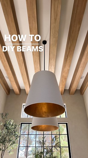 Angela Rose | DIY and Design on Instagram: "BEAMS of your DREAMS…and my signature custom stain mix: @minwaxusa Weathered Oak + Early American (I’ve used this combo hundreds of times and love it every time). See reel and stories for details on the finishing process! #minwaxsignaturemix #minwaxpartner"