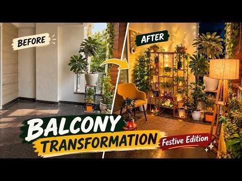 Transformed Our Balcony with Plants! Festive Balcony Makeover