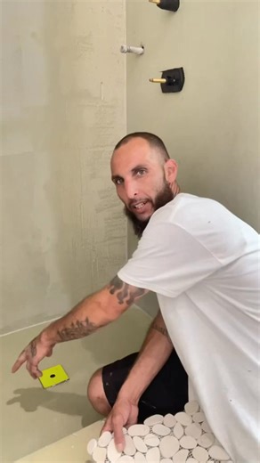 Shower pebble floor installation #tilewithme #shower #timelapse | BrightEdge90