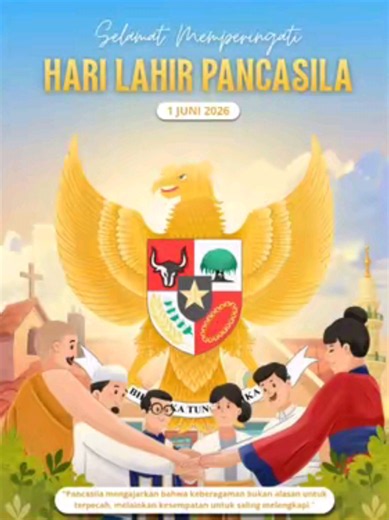 Kalian udah bikin poster Hari Lahir Pancasila guys? 🙂‍↕️ Btw poster ini aku jual yaa, yg minat atau mau custom bisa yaaa cuss DM akuh🤩✨️ #canva #haripancasila #poster #fyp #CapCut