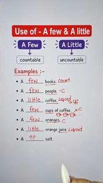 Use of " a few & a little " | English Grammar Lessons 📖🔥 #english #grammar #education