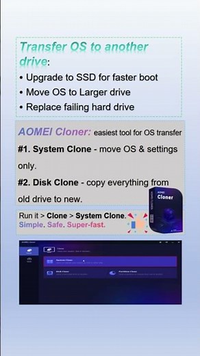 2 Easy Ways to Transfer OS to a New Drive #windows11 #windows10 #aomeicloner