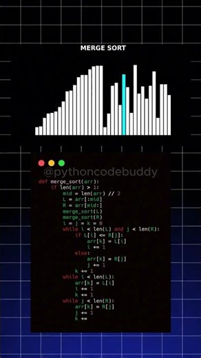 The Beauty of Merge Sort: Divide and Conquer in Motion #coding #algorithms #python #shorts