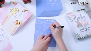 CUTHOLLOW Onesie Shape 50 PCS Baby Prediction, Advice & Wishes Cards for the Parent-to-be, Baby Shower Games - 5x7in Baby Prediction for Fun Gender Reveal Party, Guess the Due Date