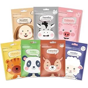 Animal Character Sheet Mask 7 Pack – Cute Hydrating Facial Masks, Spa Party Favors, Sleepover Essentials, Korean Skincare, Fun Face Masks, Vegan & Cruelty-Free