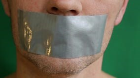Glued Taped Mouth stock footage. Video of attitude, glued - 80320792