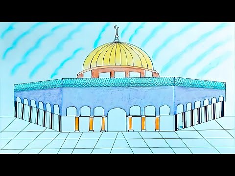 Masjid Al aqsa drawing for beginners||How to draw Al aqsa mosque|| Step by Step||
