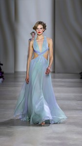 8.3K views · 235 reactions | Lavender and citron silk chiffon gown with a halter neck, micro-pleated bust, and cinched waist. Discover the full collection on GEORGESCHAKRA.COM #ChakraSS25 #GeorgesChakra #ChakraCouture | Georges Chakra | Facebook