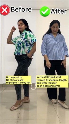 Avoid crop shirts # Tips to hide belly fat # styling shirts