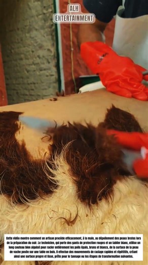 Processus de dépoilement des peaux de vache