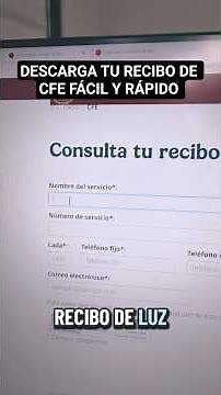 Como descargar tu recibo de CFE fácil rápido.