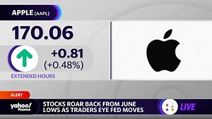Apple stock up significantly from June lows