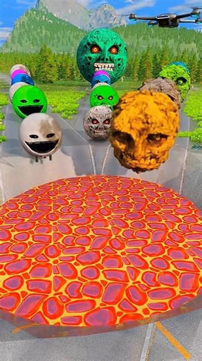 Big & Small Moon Cars vs Giant Lava Pit - BeamNG.drive #shorts