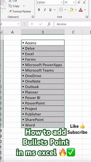 How to add bullets point in ms excel 🔥✅ #shorts #video #excel #exceltricks #exceltips #youtube #fy