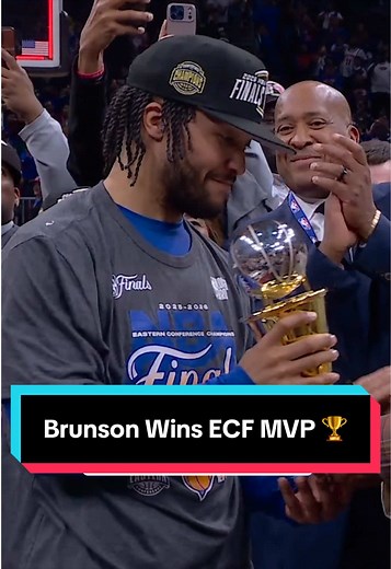 Jalen Brunson Wins Larry Bird Trophy — ECF MVP Celebration