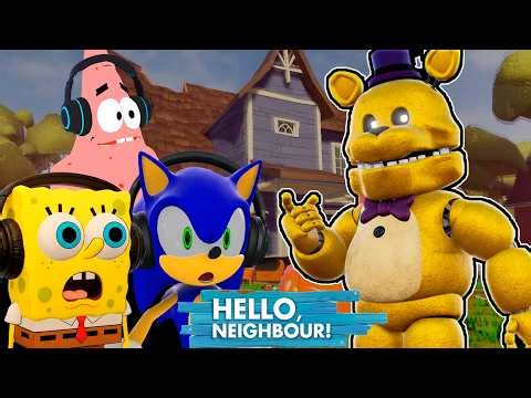 SpongeBob and SONIC, Patrick plays - HELLO NEIGHBOR Fredbear Mod