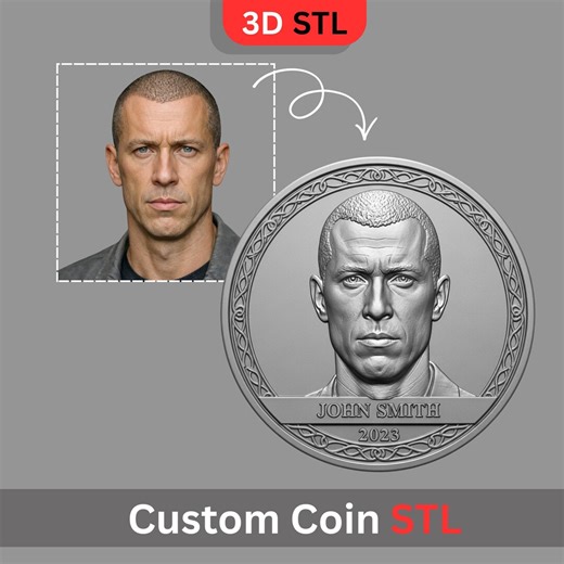 Custom Portrait Coin STL – 3D Printable Medallion Design (digital Download) - Etsy