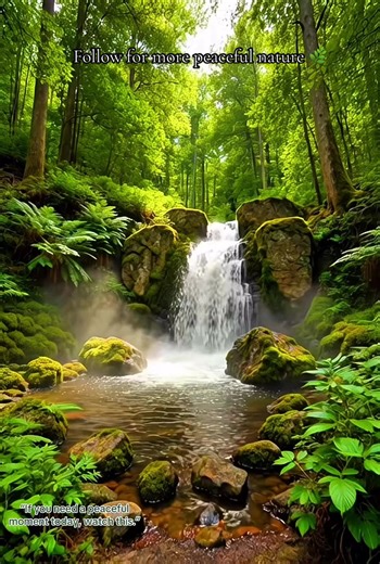 Relaxing Moments: Peaceful Waterfall in the Forest