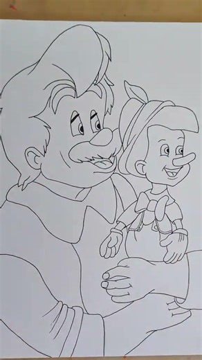 Geppetto Pinocchio B/N – Disney family 🪵😊