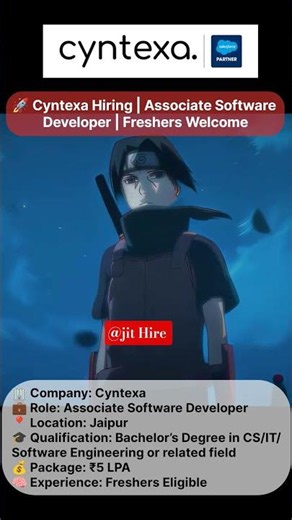 🚀 Cyntexa Hiring | Associate Software Developer | Freshers Welcome #jithire #freshersjobs #jobalert