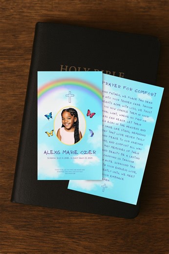 Christian Memorial Prayer Card Template, Rainbow Funeral Prayer Card With Cross,editable Front & Back Remembrance Card,celebration of Life - Etsy