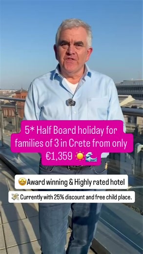 5* family holiday deal in Crete from only €1,359 with Click&Go Holidays!☀️✈️ Includes: ✈️ Return direct flights 😍7 nights at the Award winning & Highly rated 5* Aquila Rithymna Beach Hotel 🤩Perfect amenities for families that want to get away with baby or toddler also. ✈️Price based on family 2 1 travelling 24th April 2026 ☎️ Book online or call our travel Specialists to book on 01-6995329. 🥇✈️ We are Ireland’s ITAA Travel Agency of the Year 2024