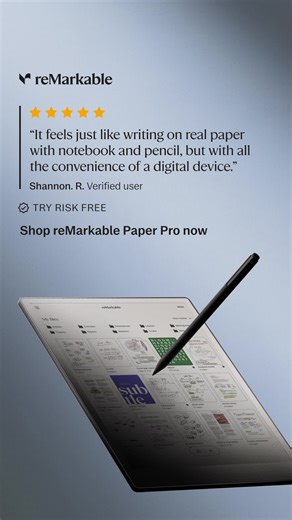 reMarkable Paper Pro. Distraction-free for deeper focus. Try it now risk free.