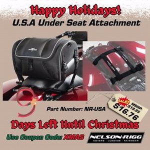 9 Days Until Christmas! The U.S.A. or Under Seat Attachment from Nelson Rigg is a great way to carry goods on your motorcycle. It attaches under the passenger seat and provides 4 D-rings as tie-down points. (Day Trip Bag Not Included) #RiggYourRide for a trip with this #RouteOne Under Seat Attachment; it is a lifesaver! Link in Bio. Shop the USA attachment at https://ow.ly/TplQ50Qi2Y5 https://ow.ly/8tn650Qi2Y6 . . . . . . #12dayofchristmas #christmasdeals #christmaspresents #9daysleftuntilchrist