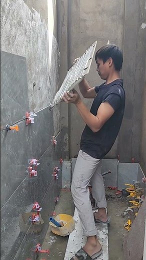 ốp gạch tường như này cải tạo tuyệt đẹp cho vệ sinh nhà dân gạch 40x80 #construction