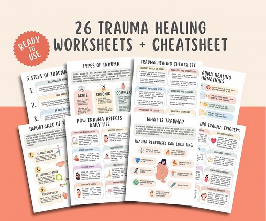 26 Trauma Healing Worksheets   Cheatsheet, Trauma and the Body, Trauma Responses, Somatic Coping Skills, PTSD, Crisis Therapy, Panic Attacks - Etsy