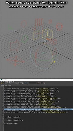 Python script I developed for rigging in Maya : creating various shapes of ctrl curves