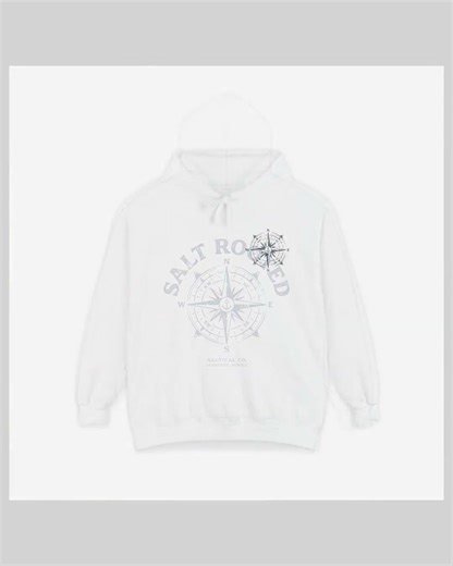Salt Rooted Compass Garment-Dyed Hoodie — Nautical Graphic Pullover