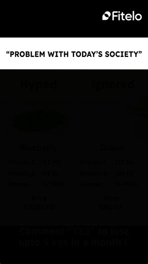Fitelo | Customised Diet plans on Instagram: "Comment "YES" to lose upto 5 kgs in a month!♥️💫 🫐 Blueberries vs 🍐 Guava Guava often outshines exotic fruits when it comes to daily nutrition and affordability. 🍐Guava 👉🏻Exceptionally high in Vitamin C, supporting immunity and skin health 👉🏻Rich in dietary fiber, aiding digestion and gut health 👉🏻Lower in calories and carbohydrates, making it suitable for weight management 🫐 Blueberries 👉🏻Rich in antioxidants (anthocyanins) that help red