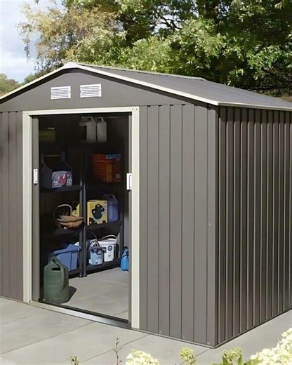 Rowlinson Trentvale 8x6ft Metal Apex Shed Light Grey
