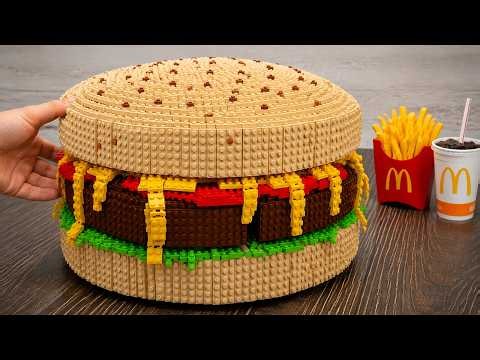 ASMR MUKBANG WORLD’S MOST GIANT LEGO MCDONALD’S BURGER 🍔 LEGO COOKING ASMR | Fast Food Challenge